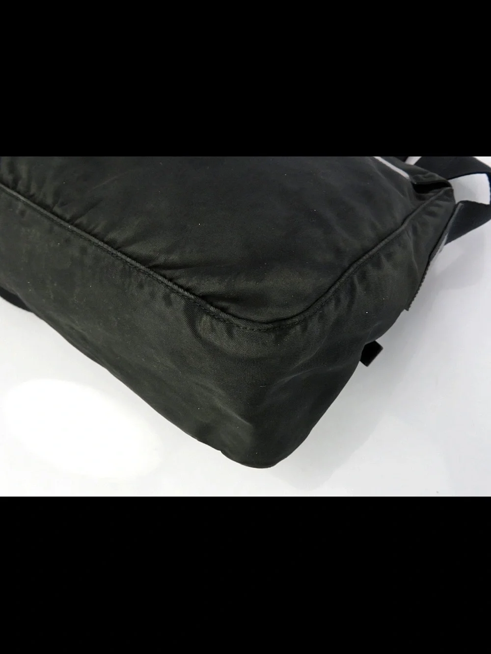 Prada Black Nylon Messenger Bag with Front Buckle